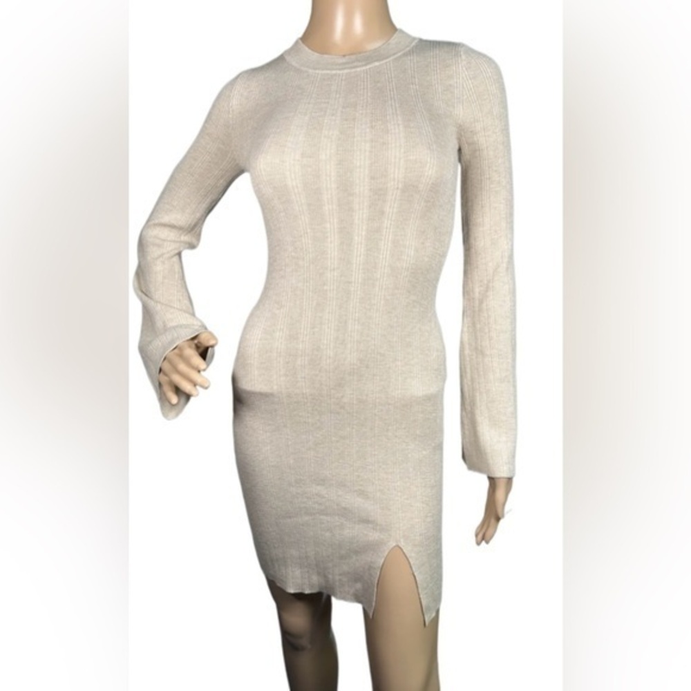 HIPPIE ROSE Crewneck Side-Slit Sweater Dress